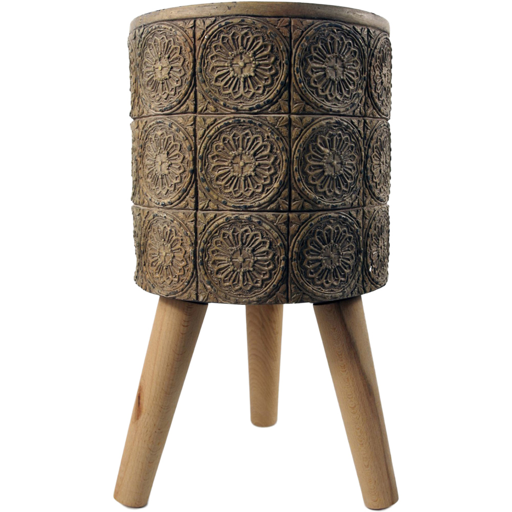 Leaf Zandi Flowers Fibreglass Composite Indoor Planter with Legs 40 x 21.5cm Image 1