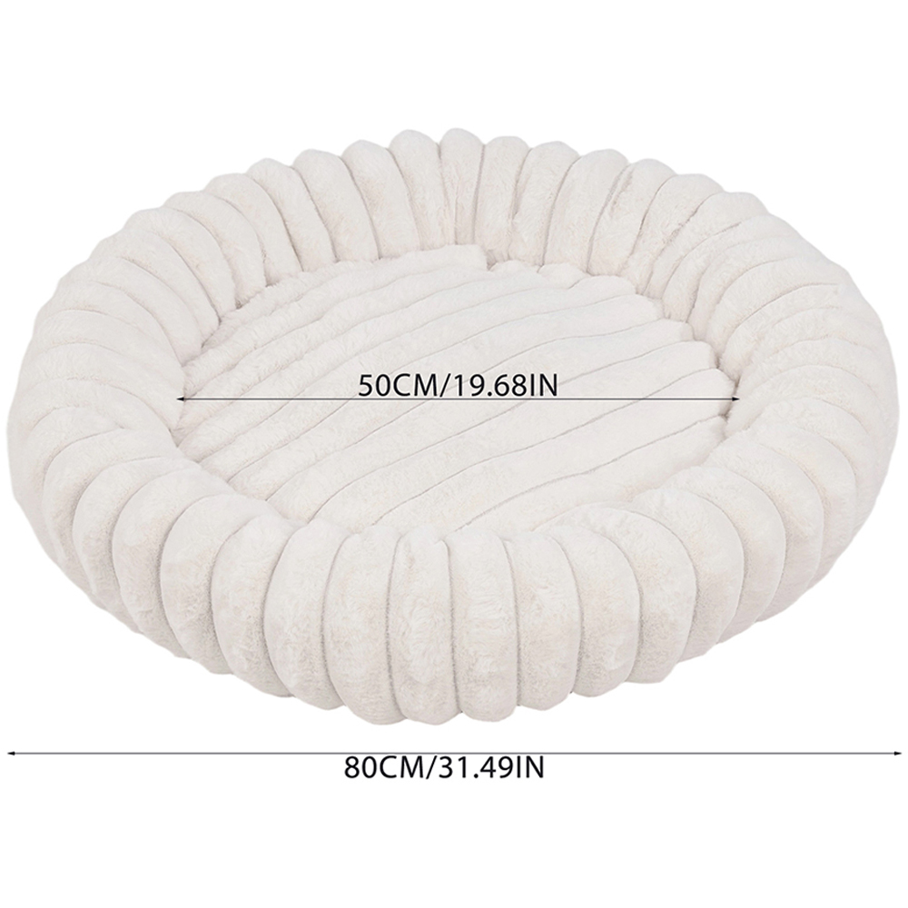 H&O Direct 80cm White Round Soft Warm Pet Bed Image 6