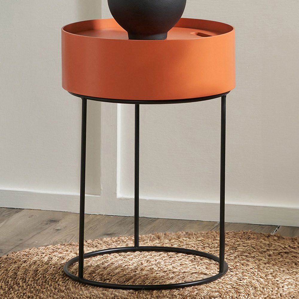 Pacific Lifestyle Hugo Tobacco Wood Veneer and Black Metal Storage Table Image 1