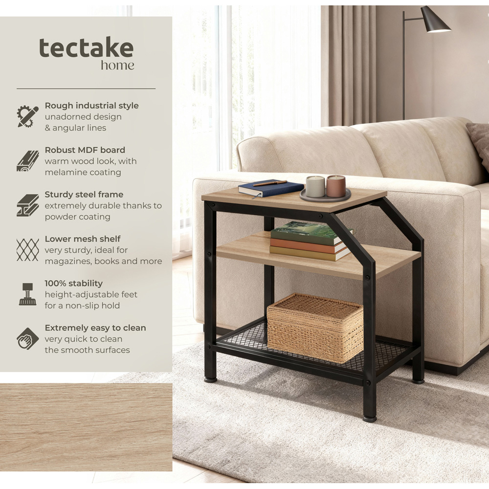 Tectake Plymouth 2 Grid Shelf Sonoma Oak Bedside Table Image 3