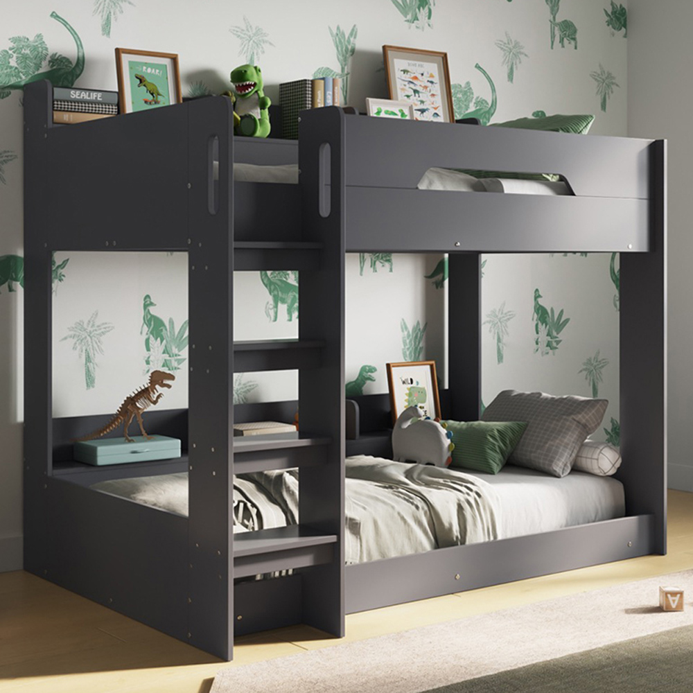 Flair Gravity Grey Low Bunk Bed with Shelves Image 1