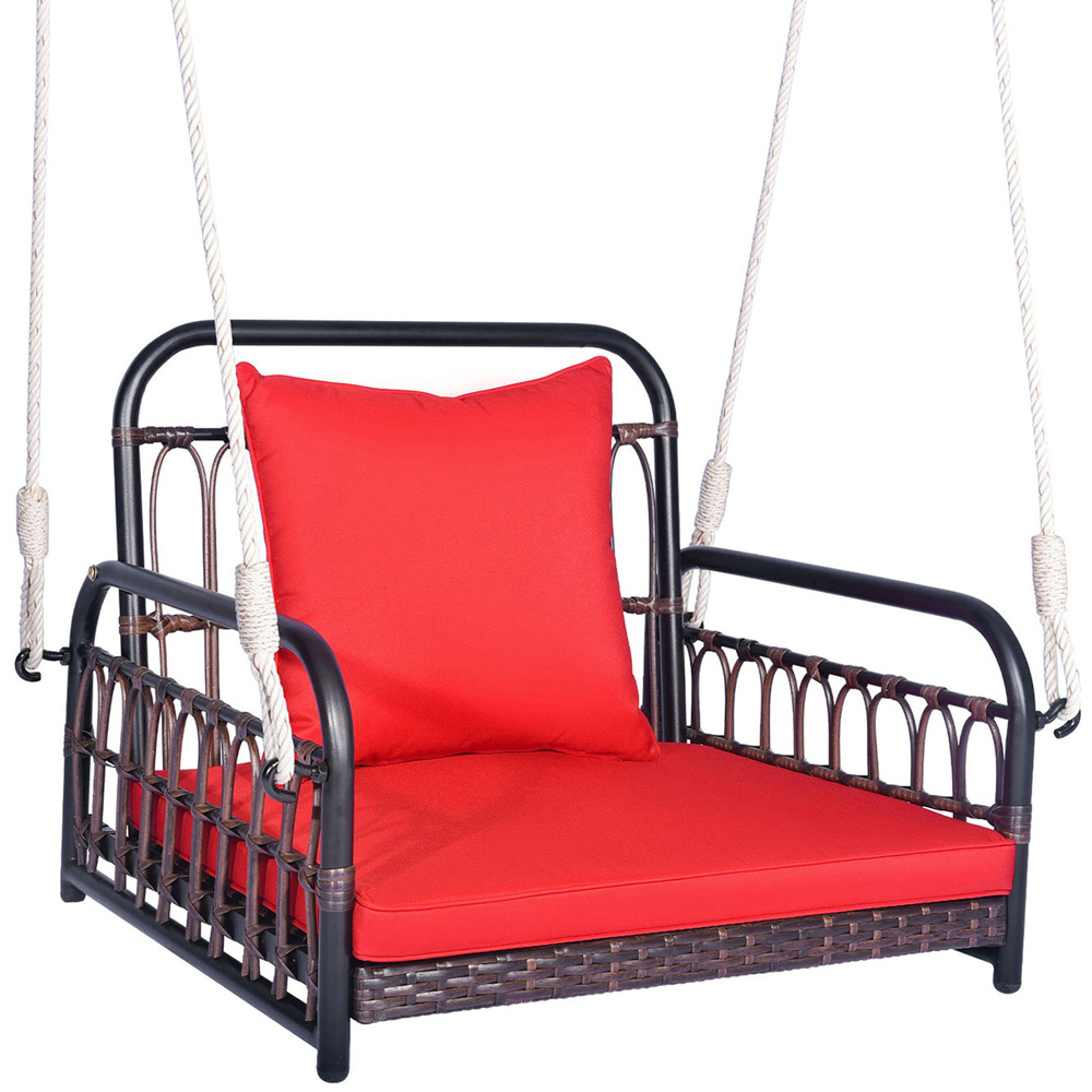 Costway Single Seater Red Garden Swing Chair Image 3