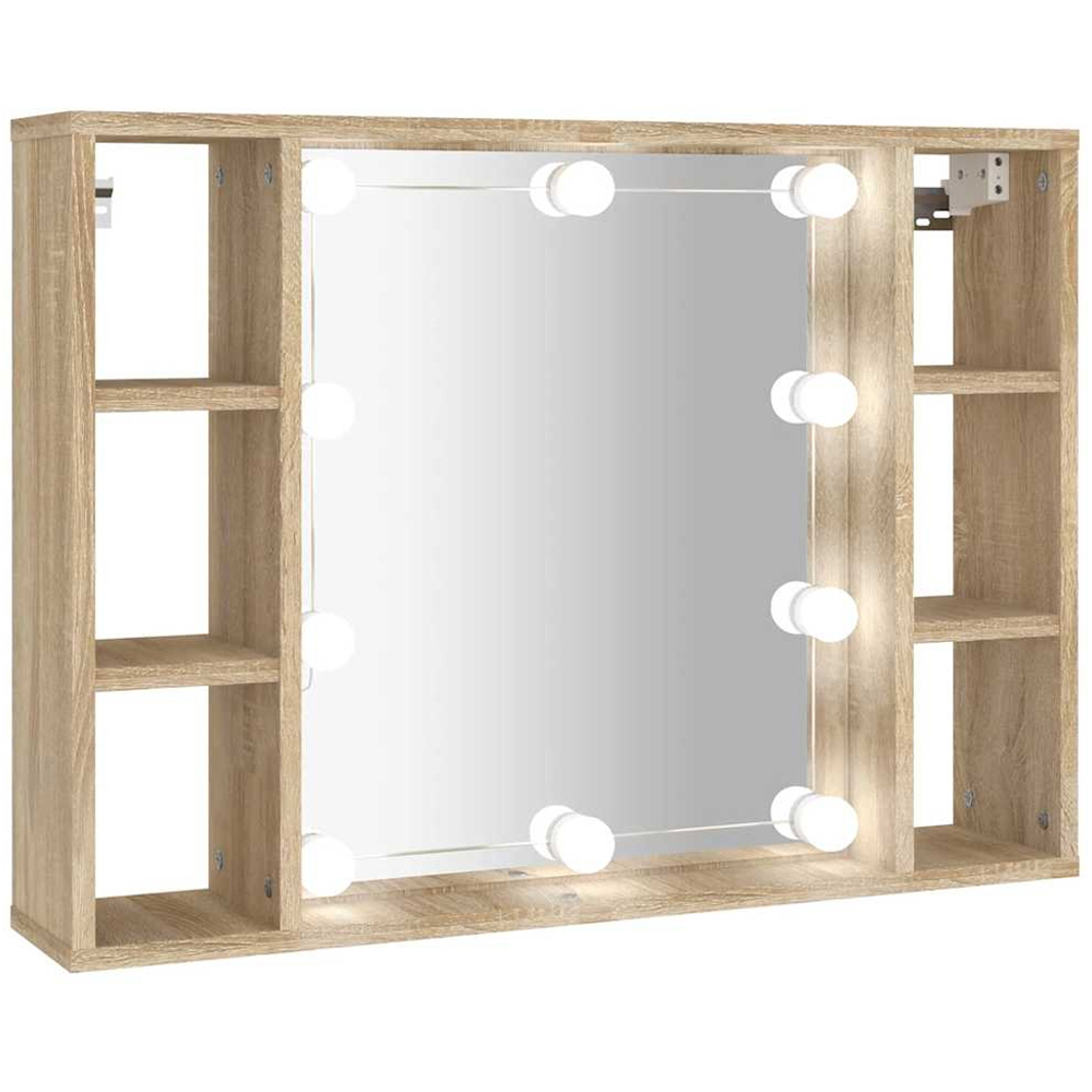 vidaXL 6 Open Shelf Sonoma Oak LED Mirror Cabinet Image 2