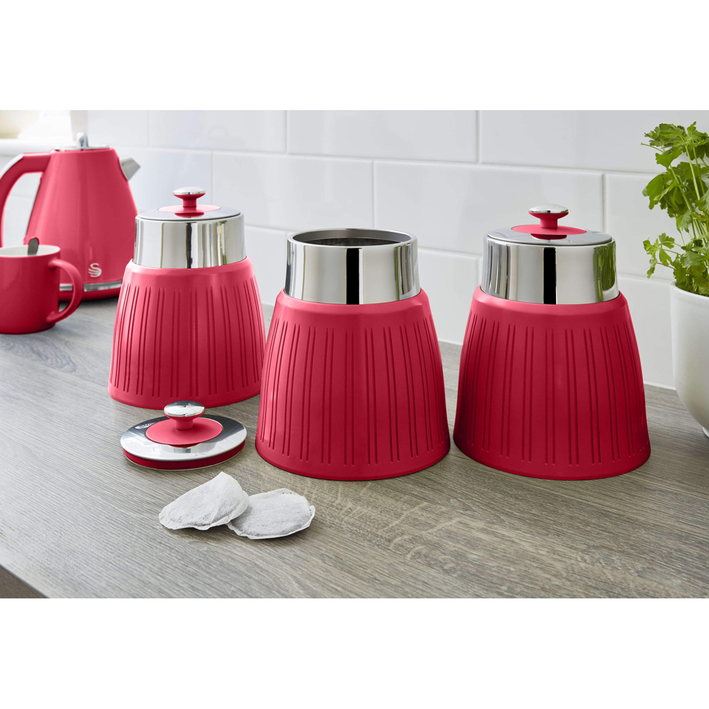 Swan 3 Piece Red Plastic Canisters Image 2
