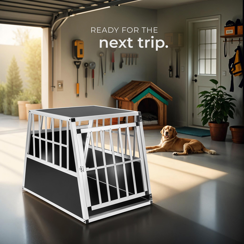 tectake Black Lockable Dog Crate Image 8