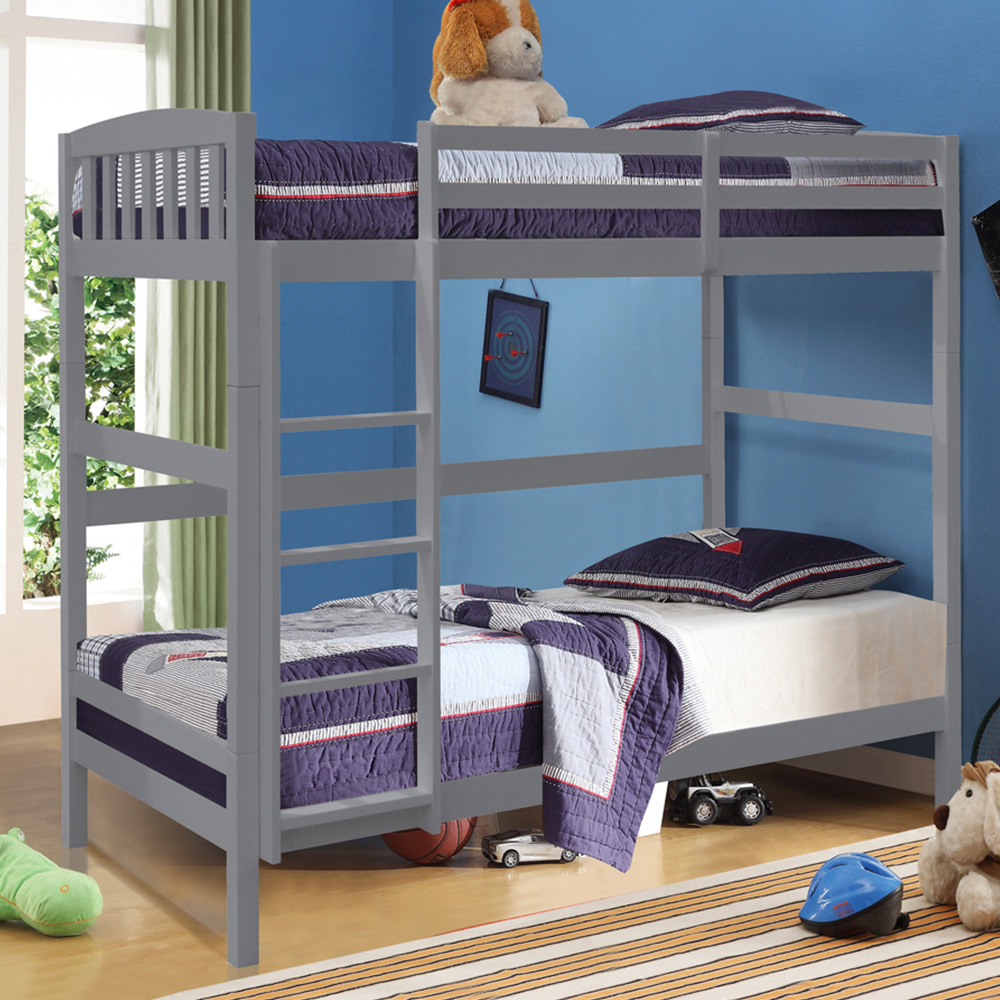 Comfy Living Grey Detachable Wooden Bunk Bed Image 1