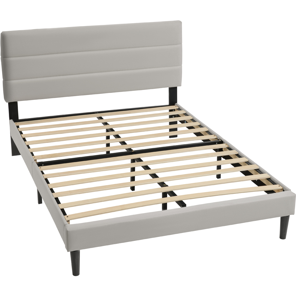 VIDA DESIGNS Vandura King Size Beige Linen Fabric Bed with Memory Foam Bonnell Spring Mattress Image 2