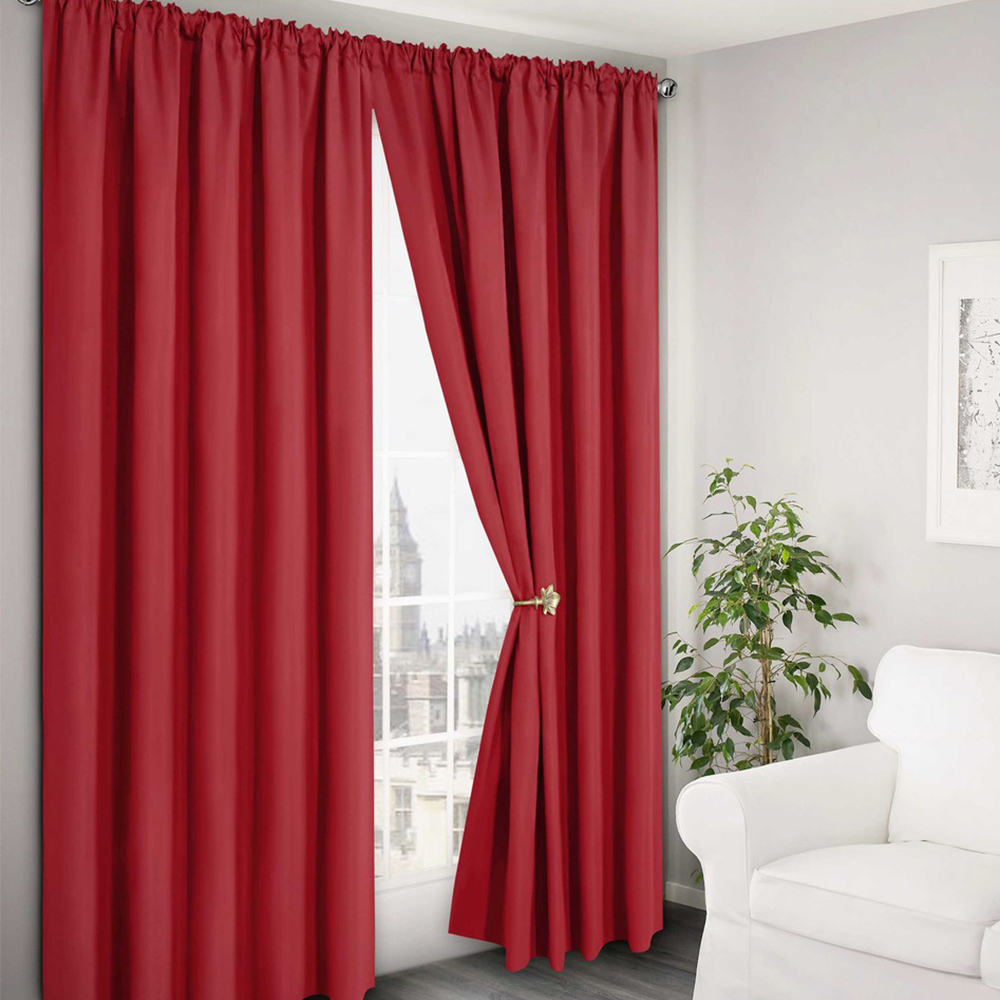 Velosso Verona Red Tape Top Curtains 168 x 137cm Image 1