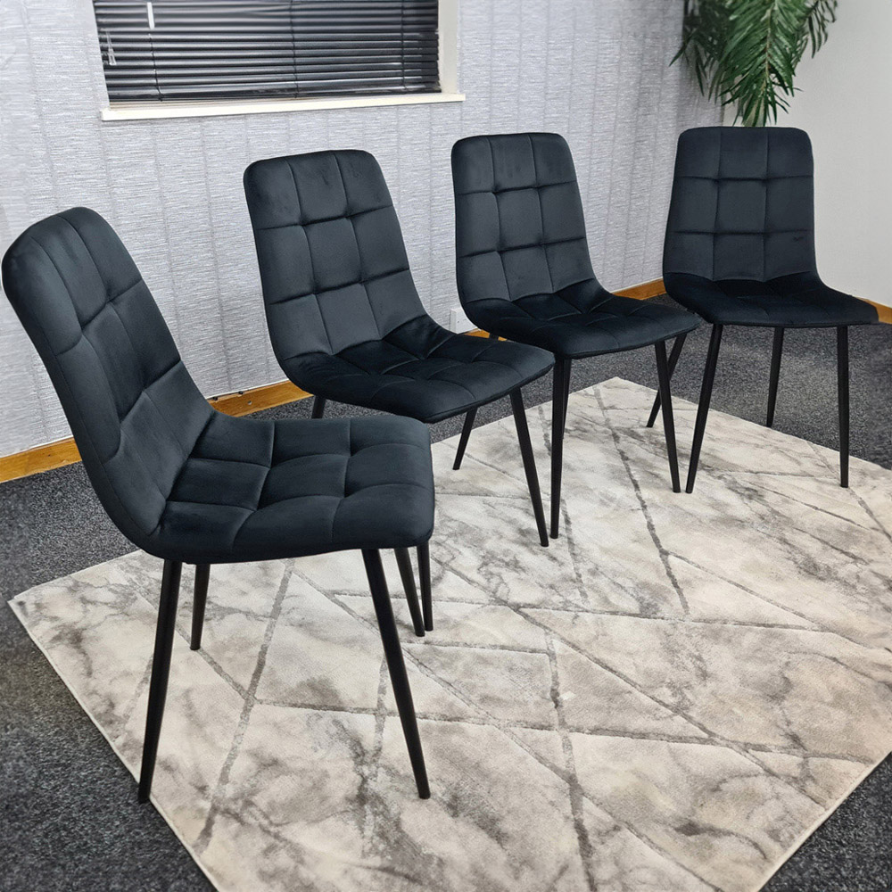 Denver Set of 4 Black Velvet Dining Chairs Image 1