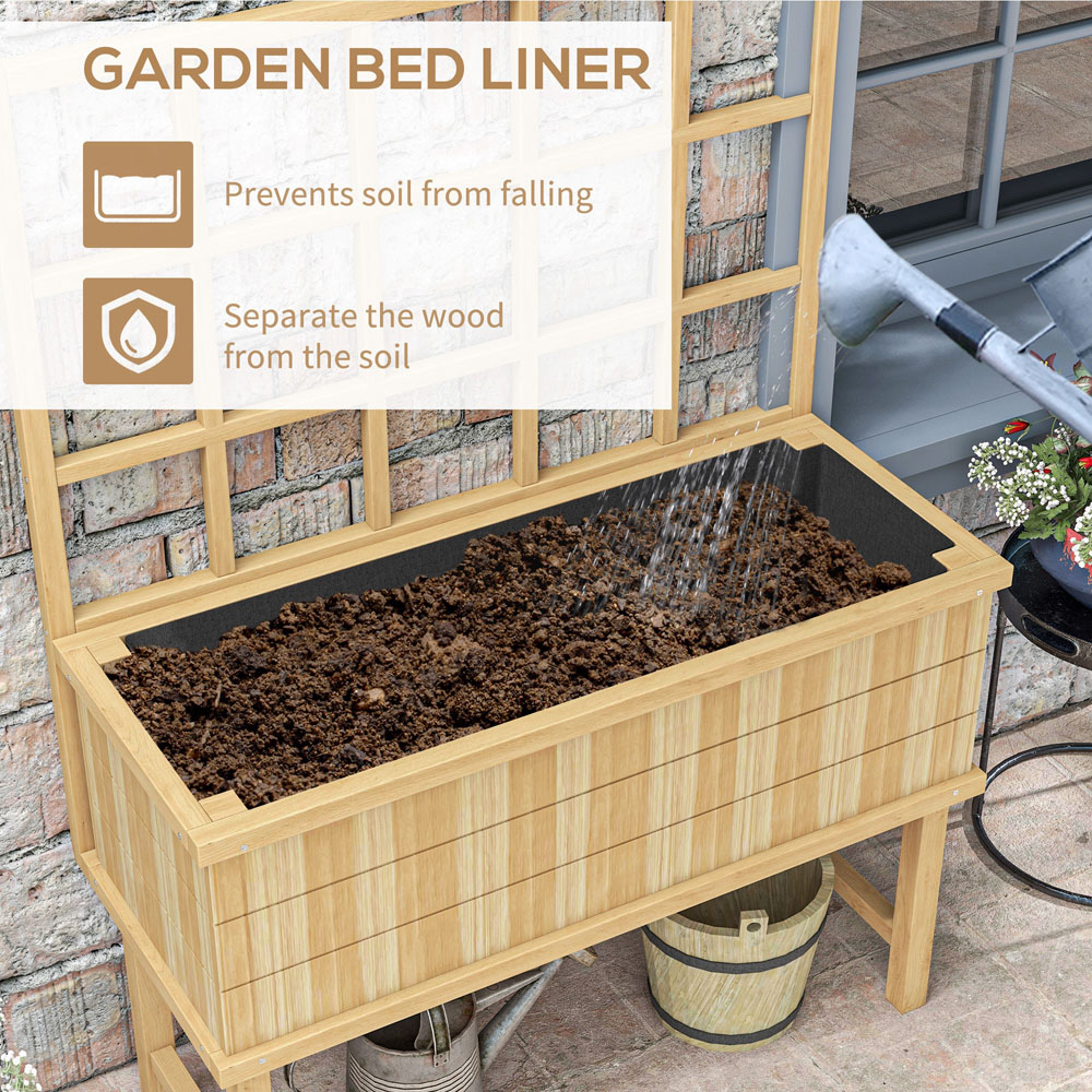 Outsunny Wooden Raised Planter with Trellis Image 6