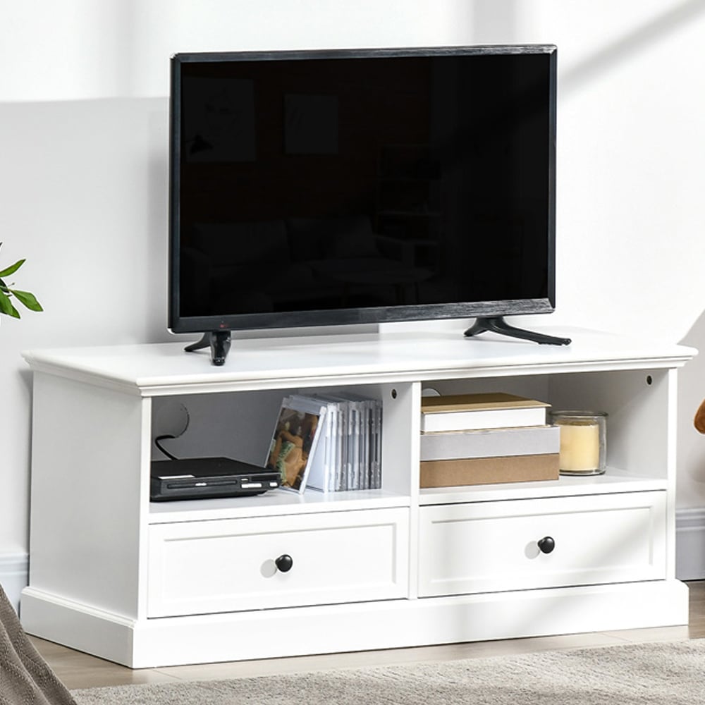 Portland 2 Drawer 2 Shelf White TV Cabinet Image 1
