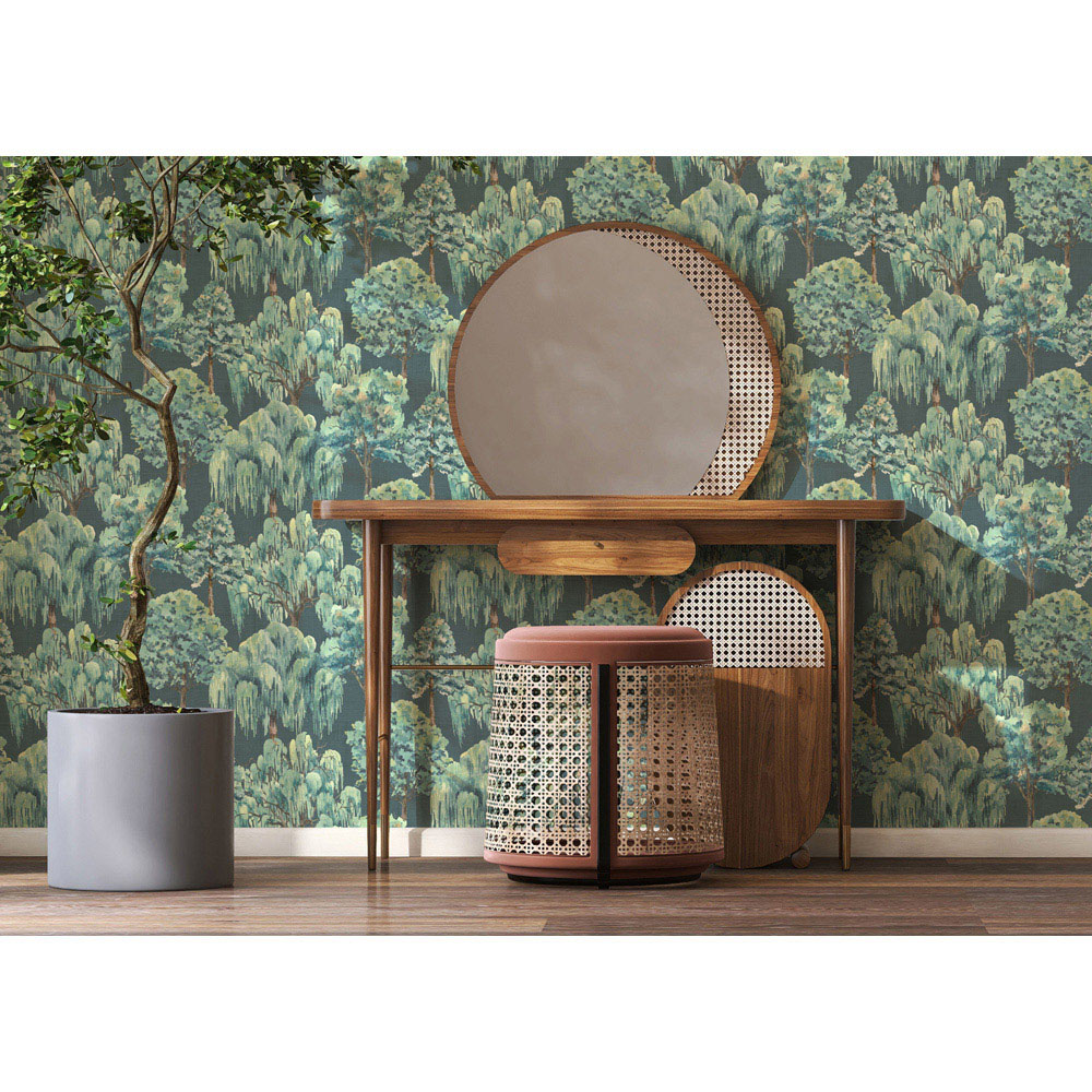 Esselle Home Whispering Willow Navy Wallpaper Image 5