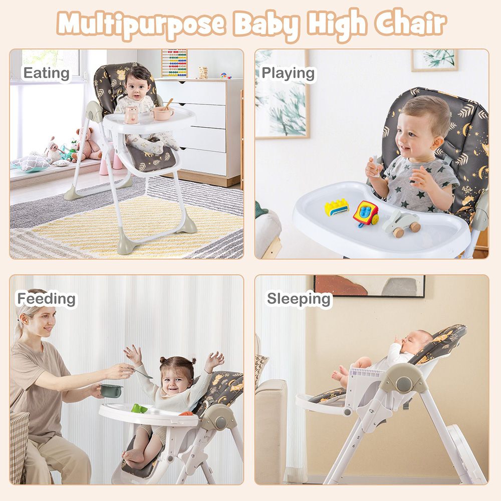 Costway Dark Brown Baby Highchair with Removable Tray Image 7