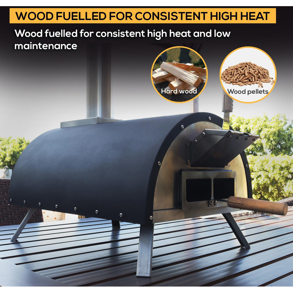 Haven Black and Silver Pizza Oven with Rain Cover Image 3