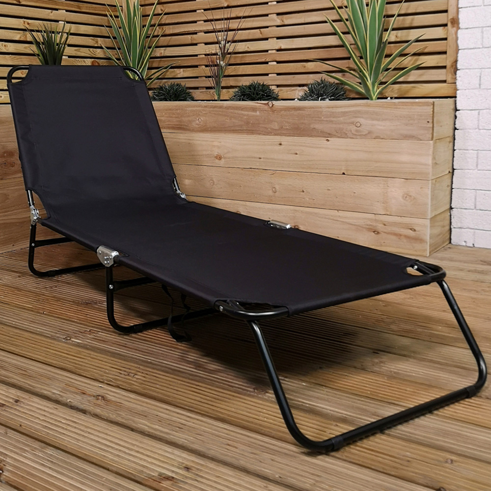 Samuel Alexander Black Garden Patio Reclining Sun Lounger Image 1