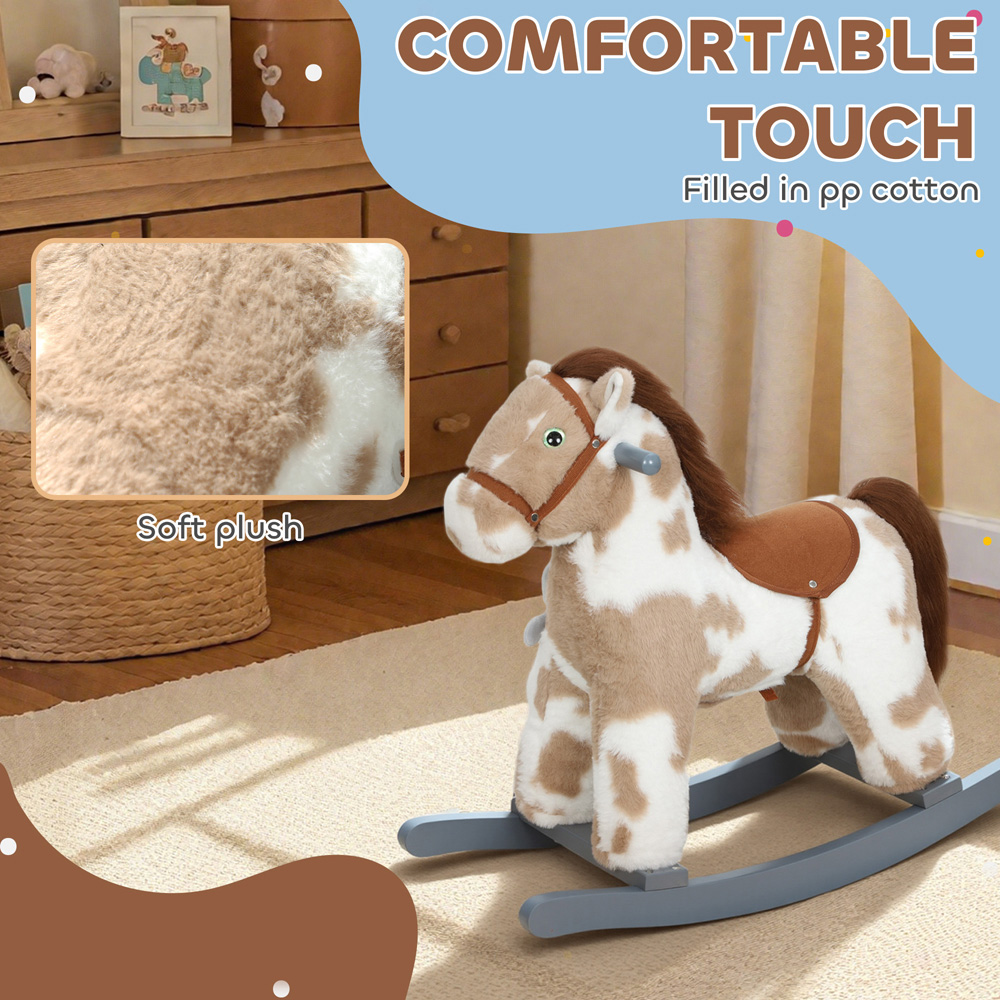 Tommy Toys AIYAPLAY Kids Brown Ride On Rocking Horse with Interactive Sounds and Rabbit Doll Image 6