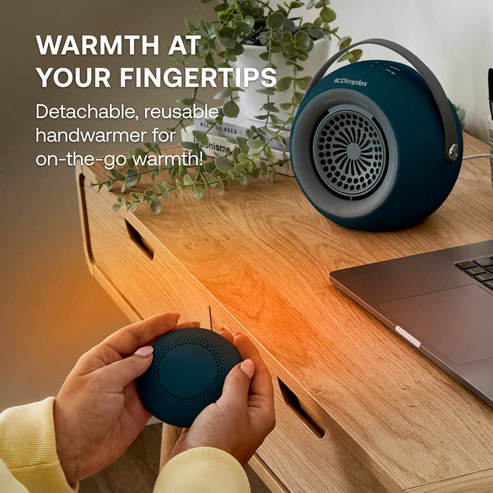 Dimplex Desk Friend Blue Personal Fan Heater with Detachable Handwarmer ...