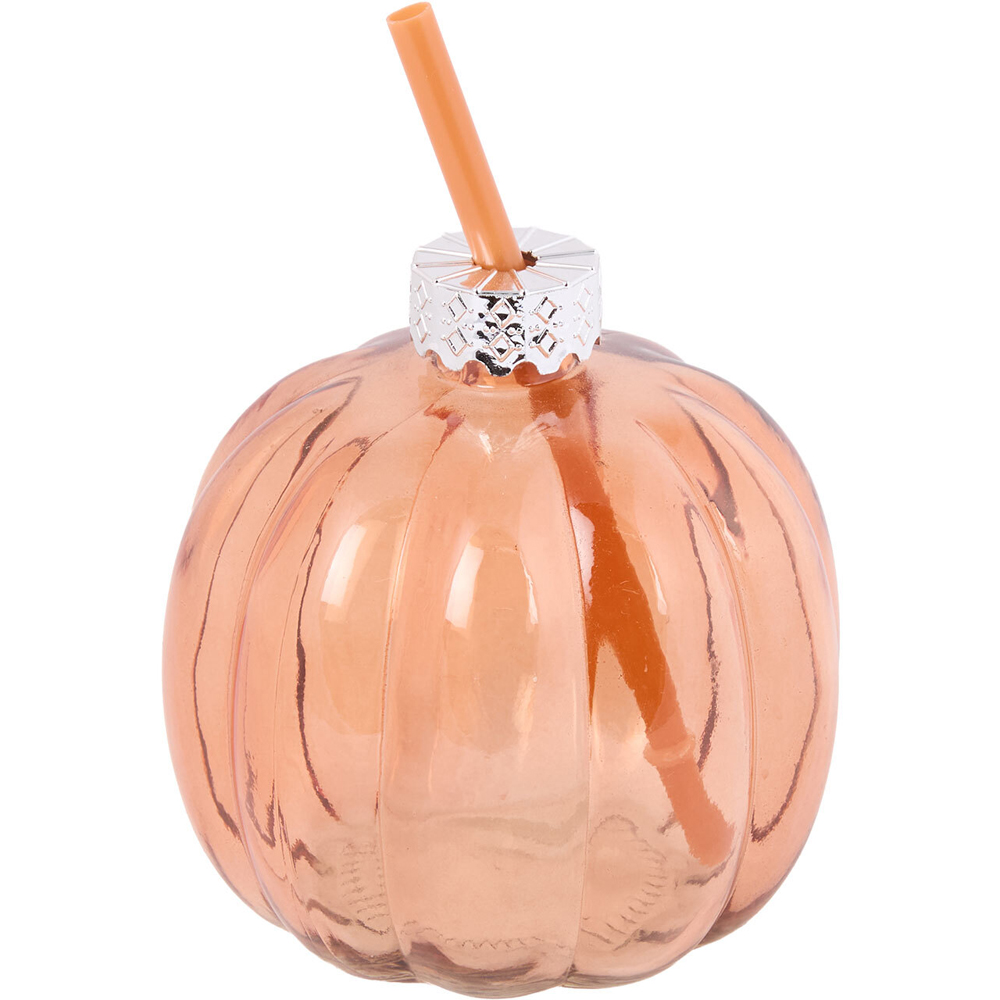 Pumpkin Drinking Jar with Lid and Straw Image 2