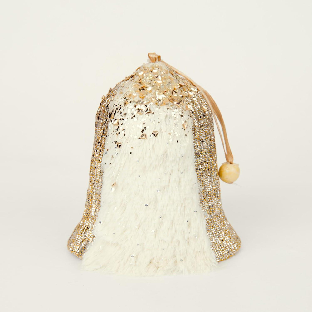 Shatchi Gold Santa Bell Hanging Christmas Decoration 3 Pack Image 3