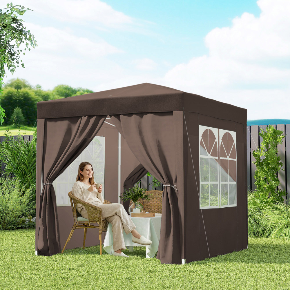 Outsunny 2 x 2m Coffee Marquee Pop Up Gazebo Party Tent Image 4