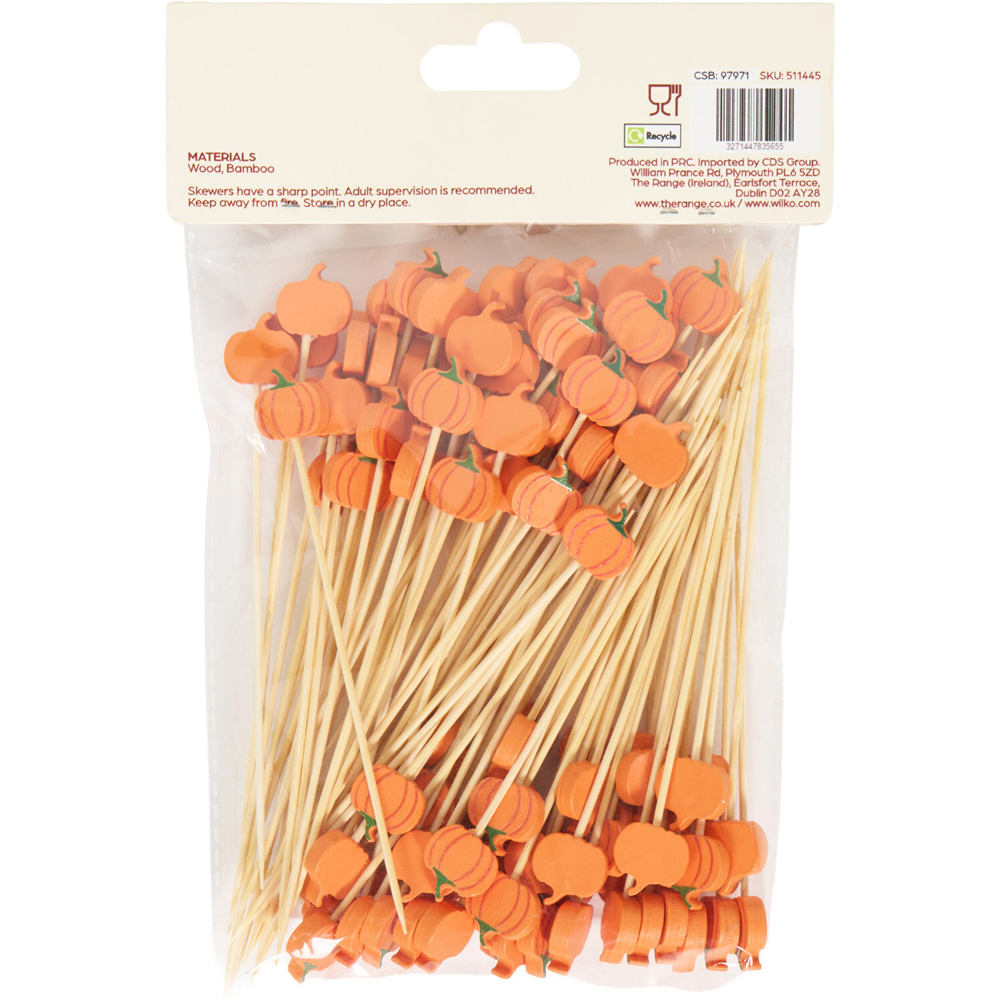 Pack of 100 Ghost or Pumpkin Bamboo Skewers Image 3