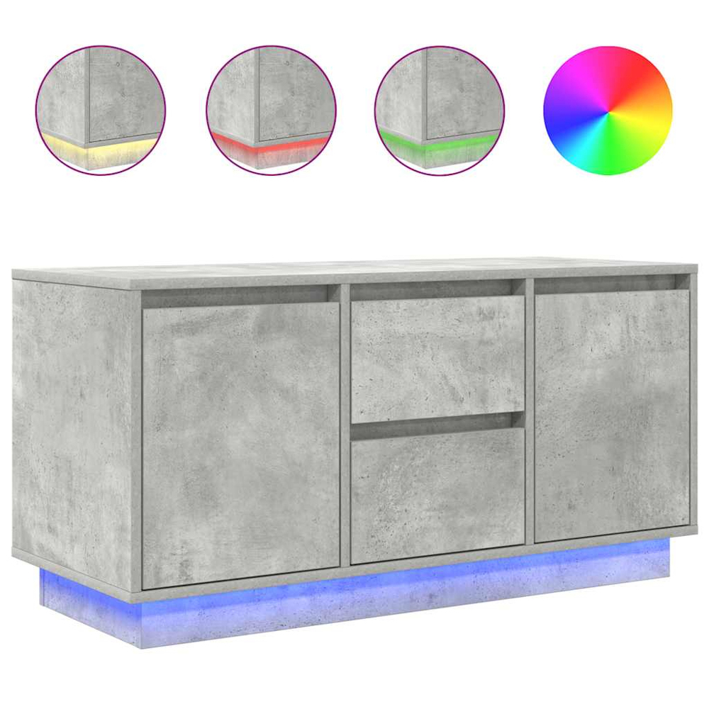 vidaXL 2 Door 2 Drawer Concrete Grey TV Cabinet with LED Lights Image 2