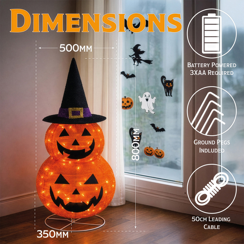 FXLab 45 Warm White LED Foldable Pumpkin Halloween Decoration 80cm Image 7