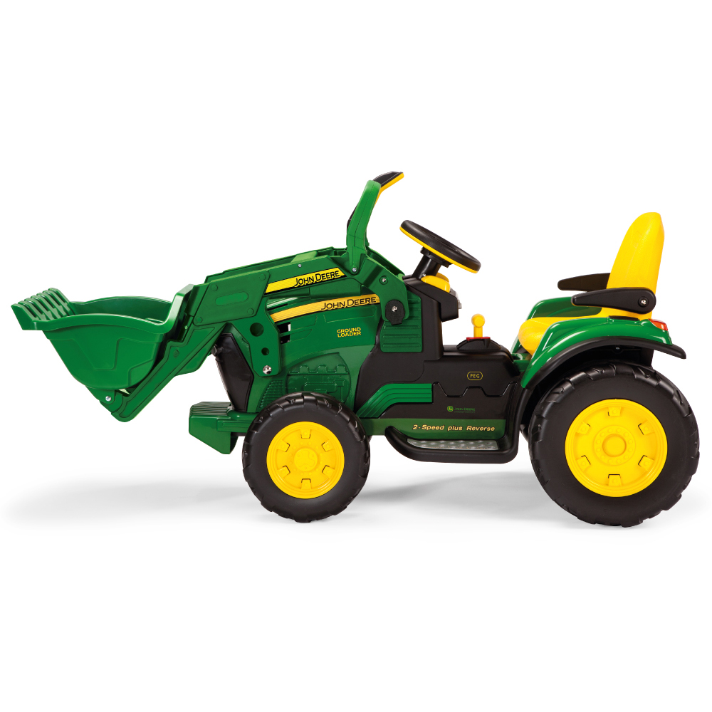 PEG John Deere Ground Loader Kids Electric Ride-On Tractor Green and Yellow 12V Image 3