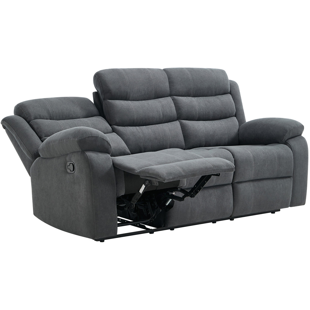 Furniture Online Boston 3 Seater Grey Manual Recliner Sofa Image 5