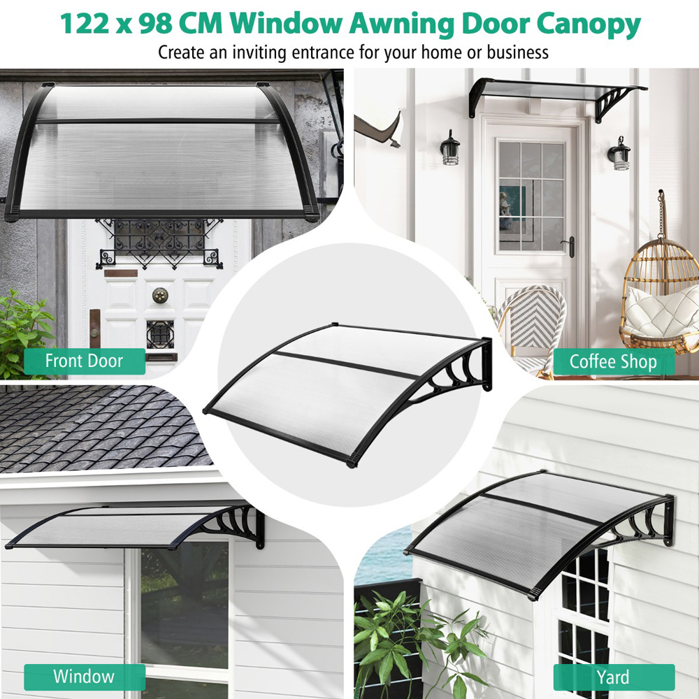 Costway Grey Outdoor Door Awning Canopy 1.22m Image 4