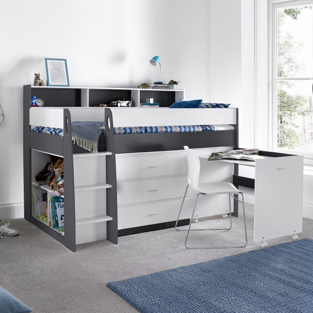 Ersa Grey and White Mid Sleeper with Spring Mattress Image 7