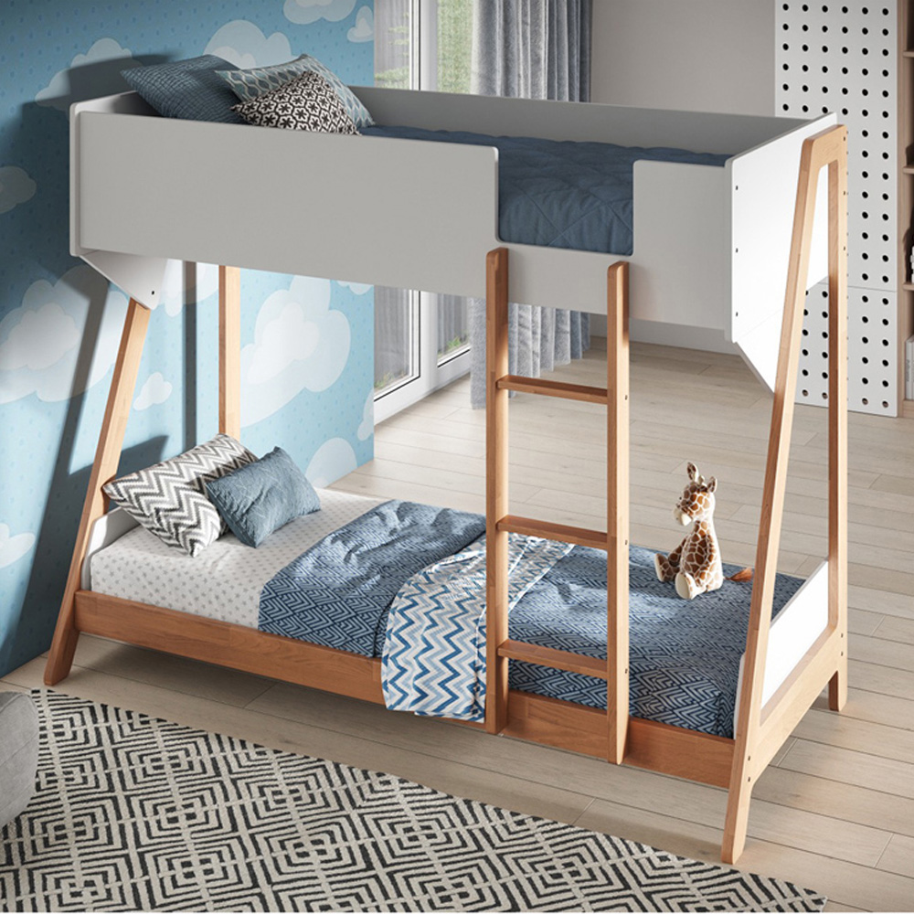 Flair Manila White and Oak Wooden Bunk Bed Image 1