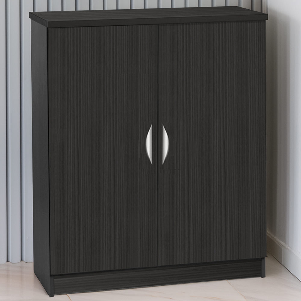 R White Cabinets 2 Door Black Havana Mid Height Cupboard Image 1