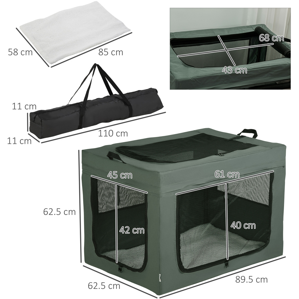 PawHut Grey Soft Side Large Dog Pet Carrier with Cushion Image 7