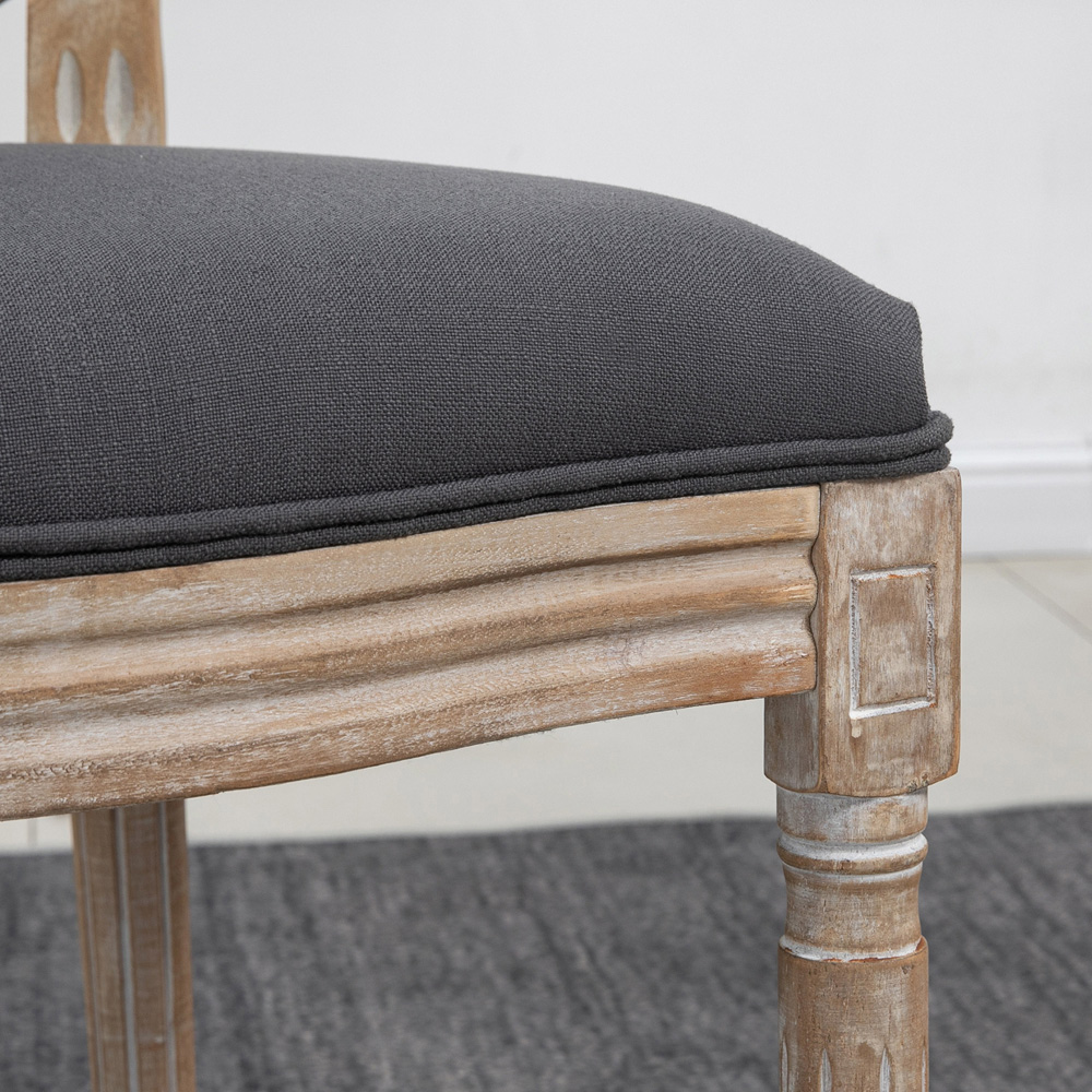 HOMCOM Set of 2 Grey Linen Upholstered French Style Dining Chair Image 3