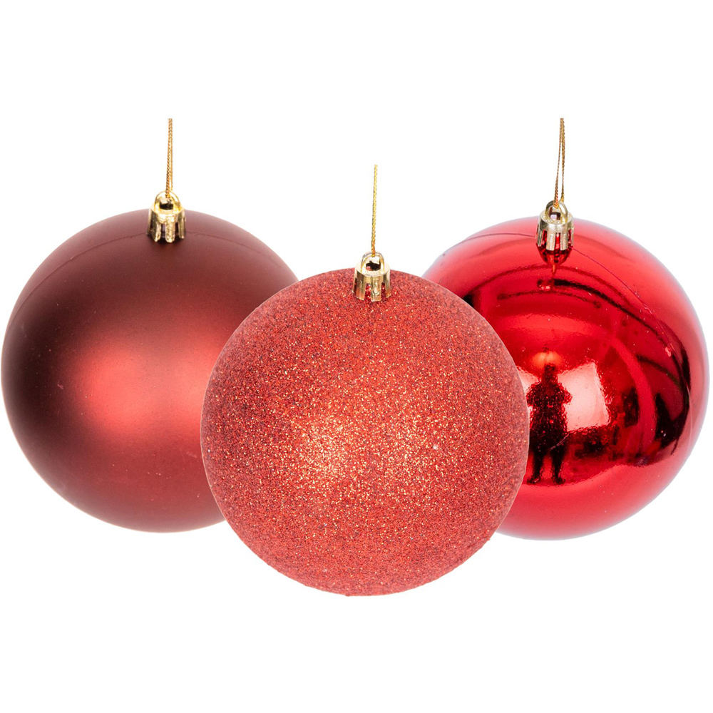 Shatchi 10cm Dark Red Luxury Bauble 6 Pack Image 2
