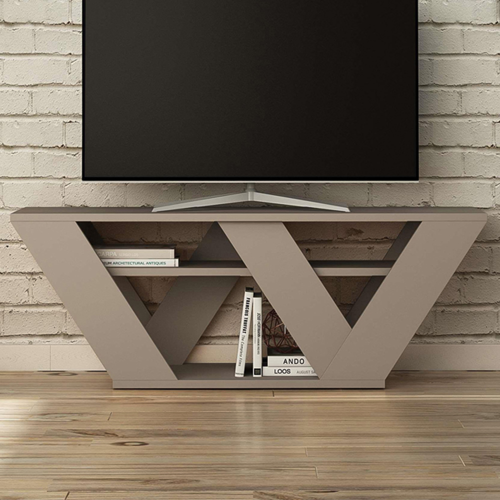 Decortie Pipralla 2 Shelf Mocha Grey Modern TV Unit Image 1