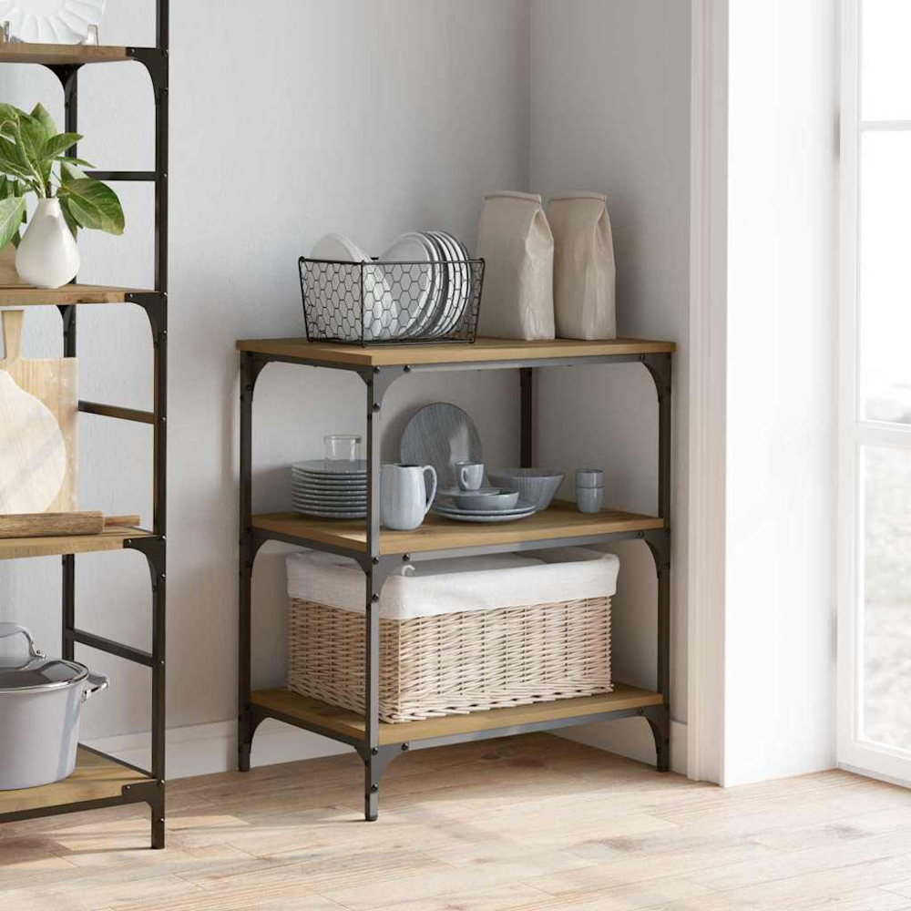 vidaXL 3 Shelf Artisan Oak Kitchen Trolley Image 9