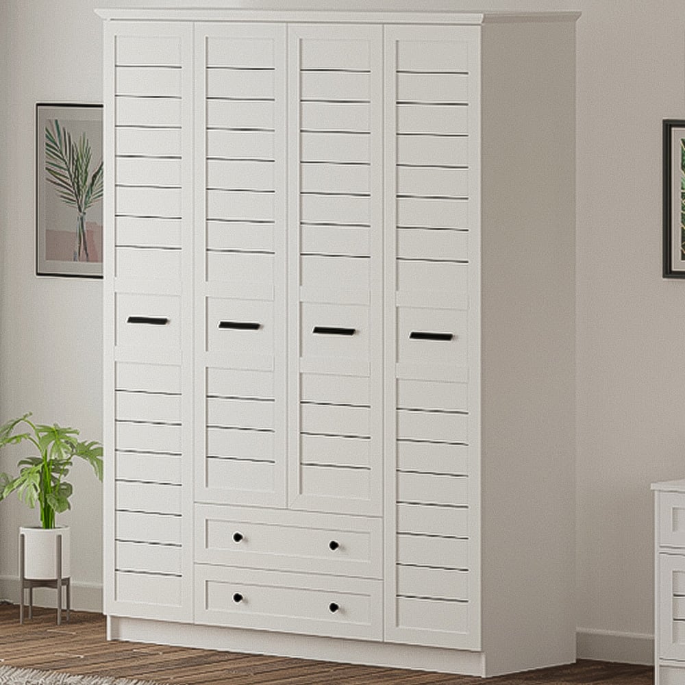 Evu VENICE 4 Door 2 Drawer Soft White Wardrobe Image 1