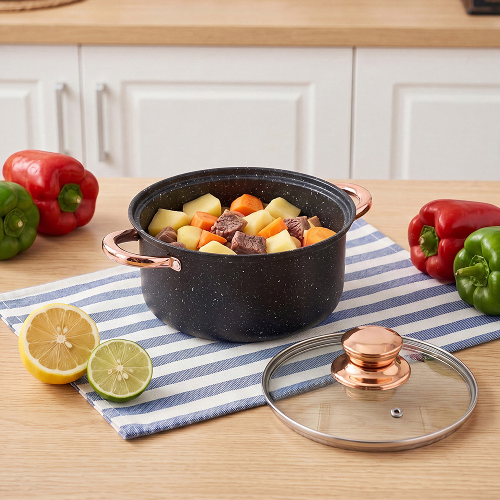 Living and Home 12 Piece Stainless Steel Non-Stick Cookware Set Image 7