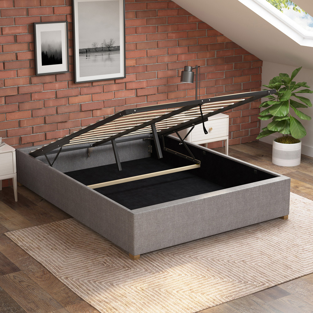 Aspire Furniture King Size Natural Eire Linen Platform Ottoman Bed Image 2