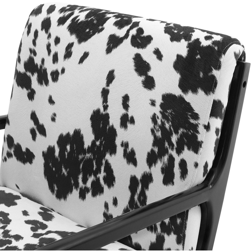 Living and Home Black and White Modern Upholstered Swivel Armchair Image 6