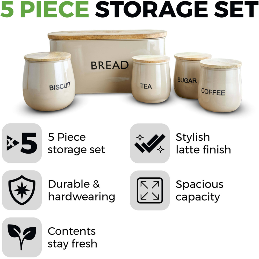 Tower 5 Piece Latte Round Food Storage Set Image 6