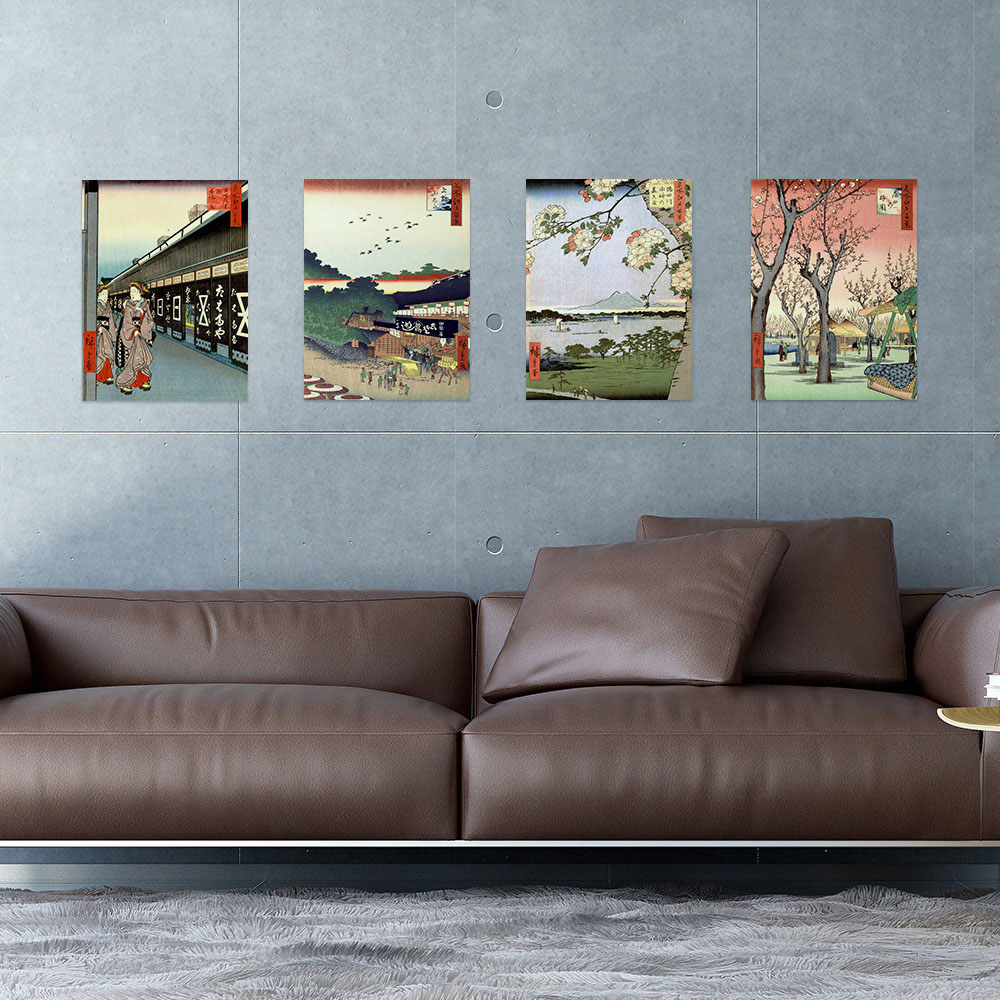 Wee Blue Coo Utagawa Hiroshige Japanese Woodblock Ukiyo-e Wall Art Print 30 x 41cm 4 Pack Image 2