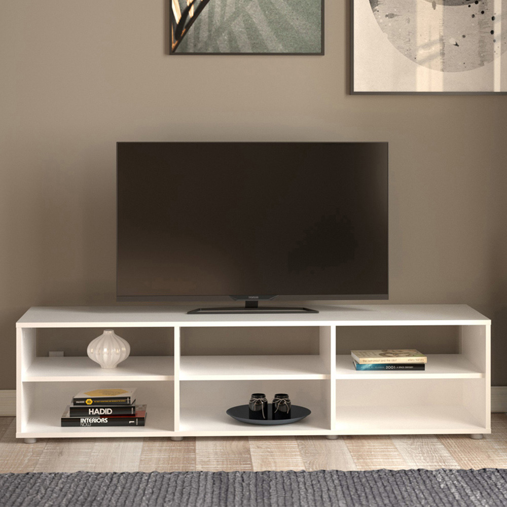 Furniture To Go Media 6 Shelf White TV Unit Image 1