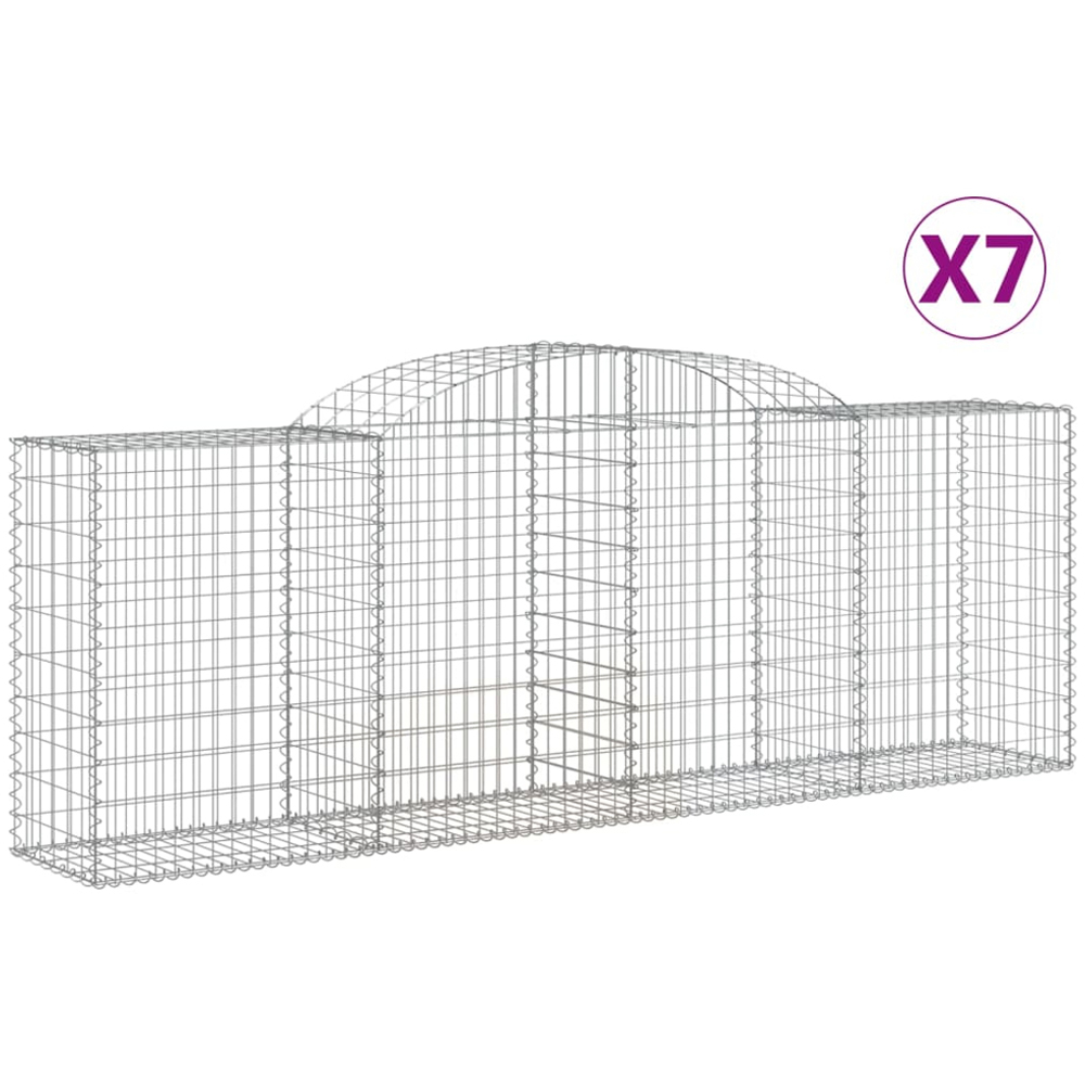 vidaXL Silver Galvanised Iron Arched Gabion Basket 300 x 50 x 100/120cm 7 Pack Image 4
