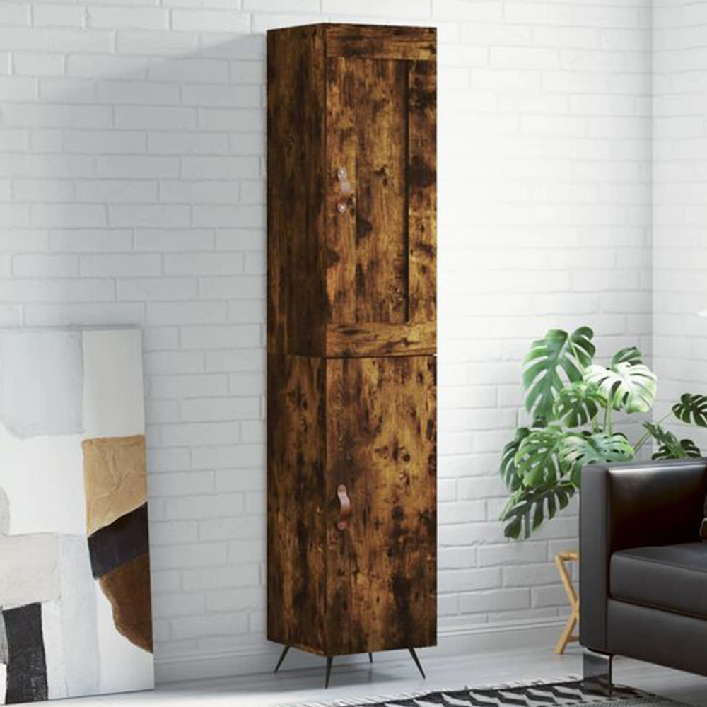 vidaXL 2 Door Smoked Oak Highboard Image 1