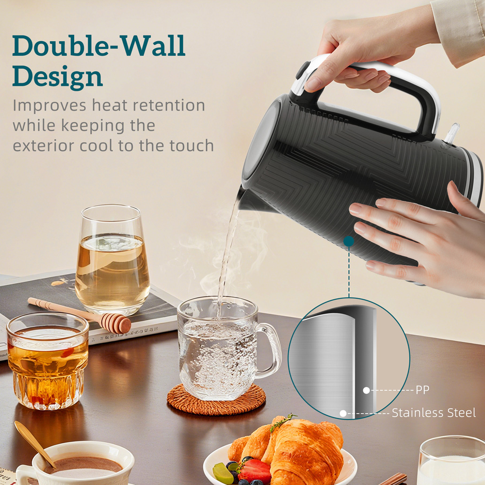 HOMCOM 800-284V70BK Black Rapid Boil 1.7L Kettle and 2 Slice Toaster Set Image 5