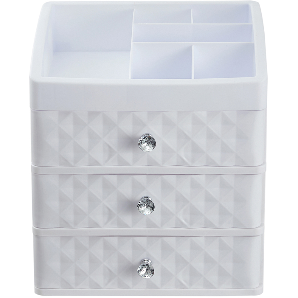 Living and Home 3 Drawer White Plastic Makeup Organize Image 1