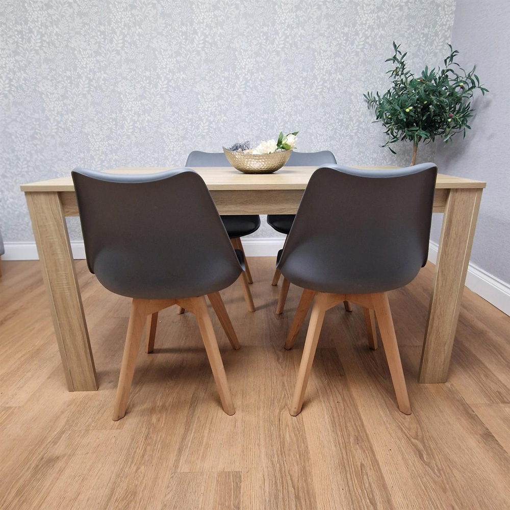 Kosy Koala 4 Seater Plastic Dining Table Set Oak Effect and Grey Image 5